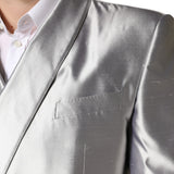 Dolce & Gabbana Silver SICILIA Silk Double Breasted Blazer