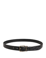 Dolce & Gabbana Men Black Exotic Leather Metal Buckle Belt