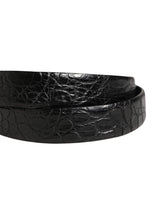 Dolce & Gabbana Men Black Exotic Leather Metal Buckle Belt