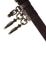 Dolce & Gabbana Men Brown Calfskin Leather Metal Buckle Belt