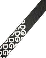 Dolce & Gabbana White Black Logo Leather Metal Buckle Belt