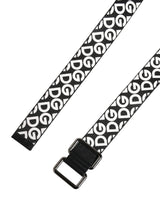 Dolce & Gabbana White Black Logo Leather Metal Buckle Belt
