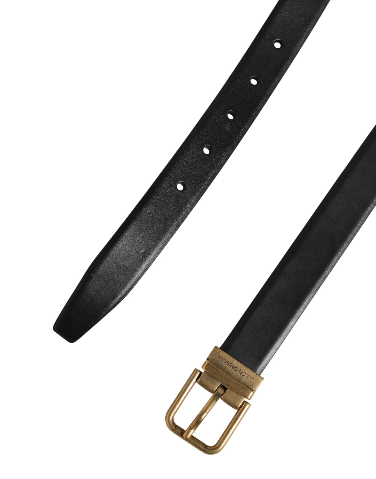 Dolce & Gabbana Men Black Classic Leather Metal Buckle Belt