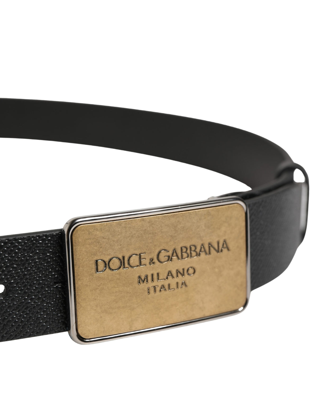 Dolce & Gabbana Black Classic Leather Logo Metal Buckle Belt