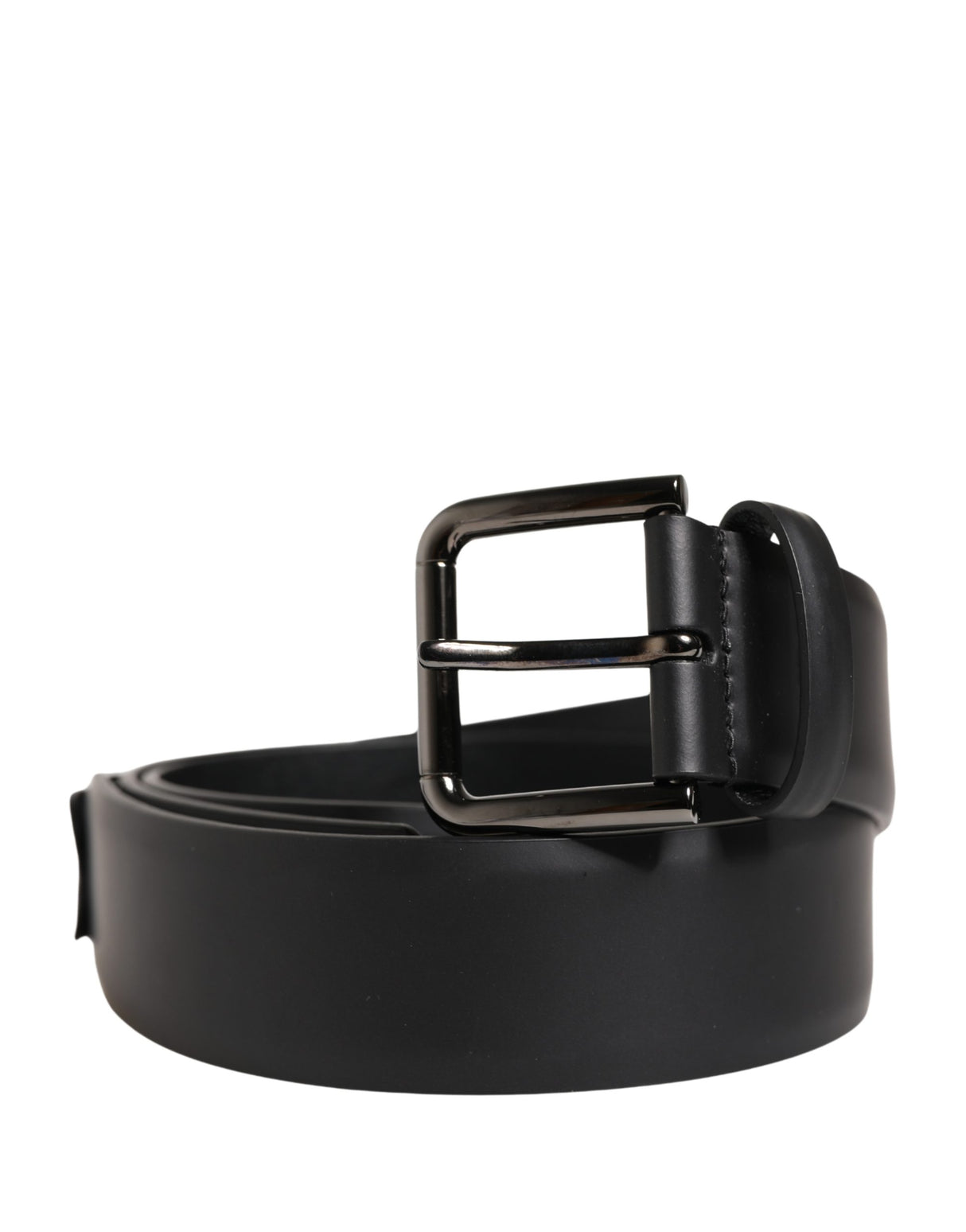 Dolce & Gabbana Men Black Classic Leather Metal Buckle Belt