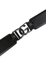 Dolce & Gabbana Men Black Classic Leather Metal Buckle Belt