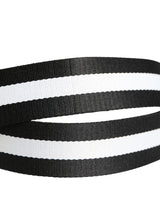 Dolce & Gabbana Men Black White Nylon Logo Metal Buckle Belt