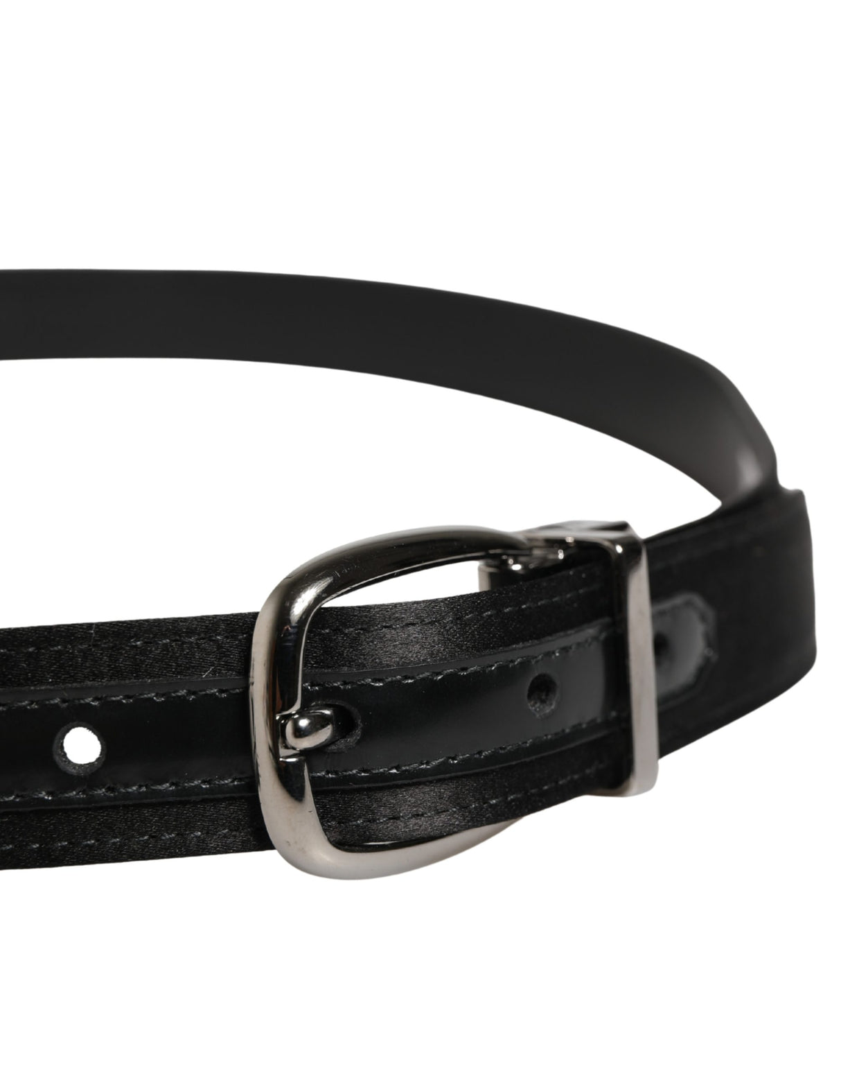 Dolce & Gabbana Men Black Classic Leather Metal Buckle Belt