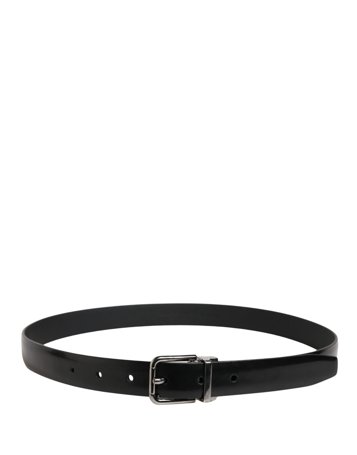 Dolce & Gabbana Men Black Leather Classic Metal Buckle Belt