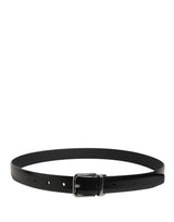 Dolce & Gabbana Men Black Leather Classic Metal Buckle Belt