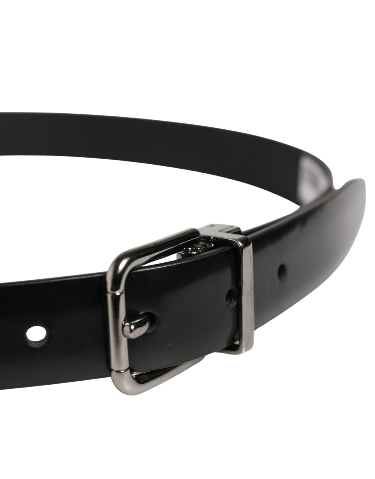 Dolce & Gabbana Men Black Leather Classic Metal Buckle Belt