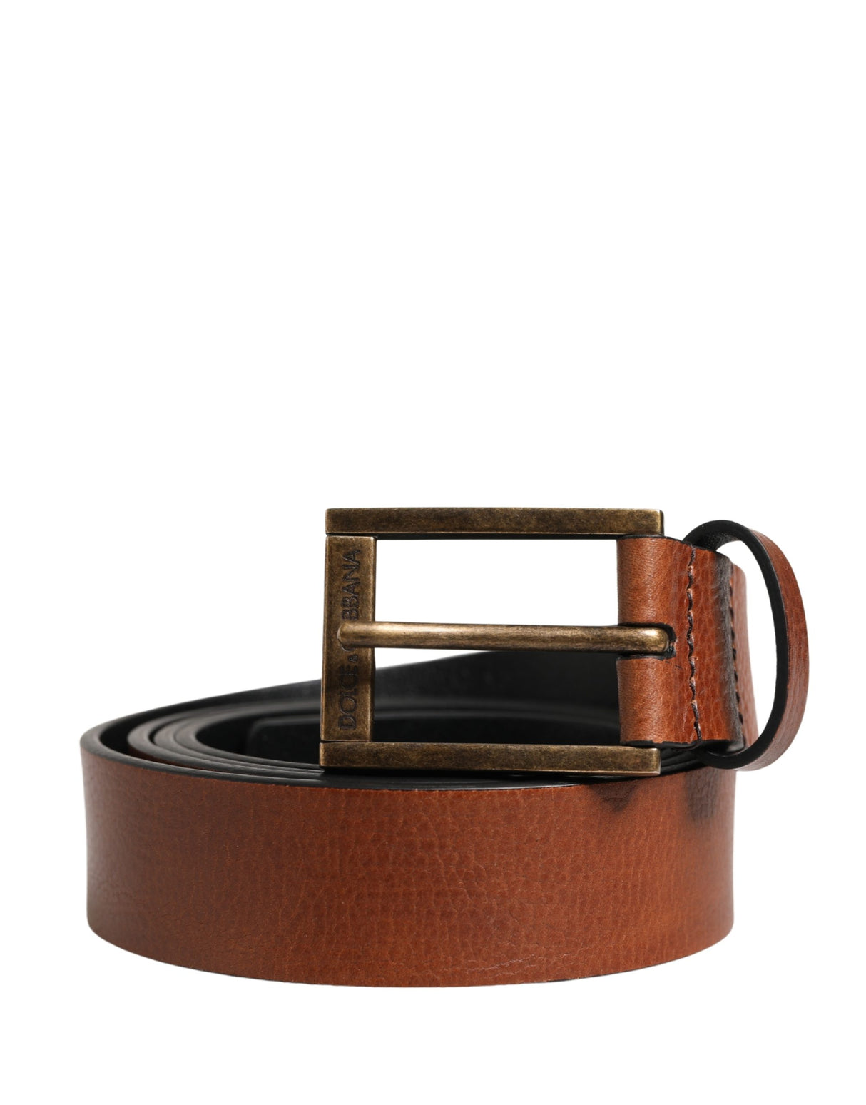 Dolce & Gabbana Men Brown Leather Classic Metal Buckle Belt