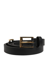 Dolce & Gabbana Men Black Leather Classic Metal Buckle Belt