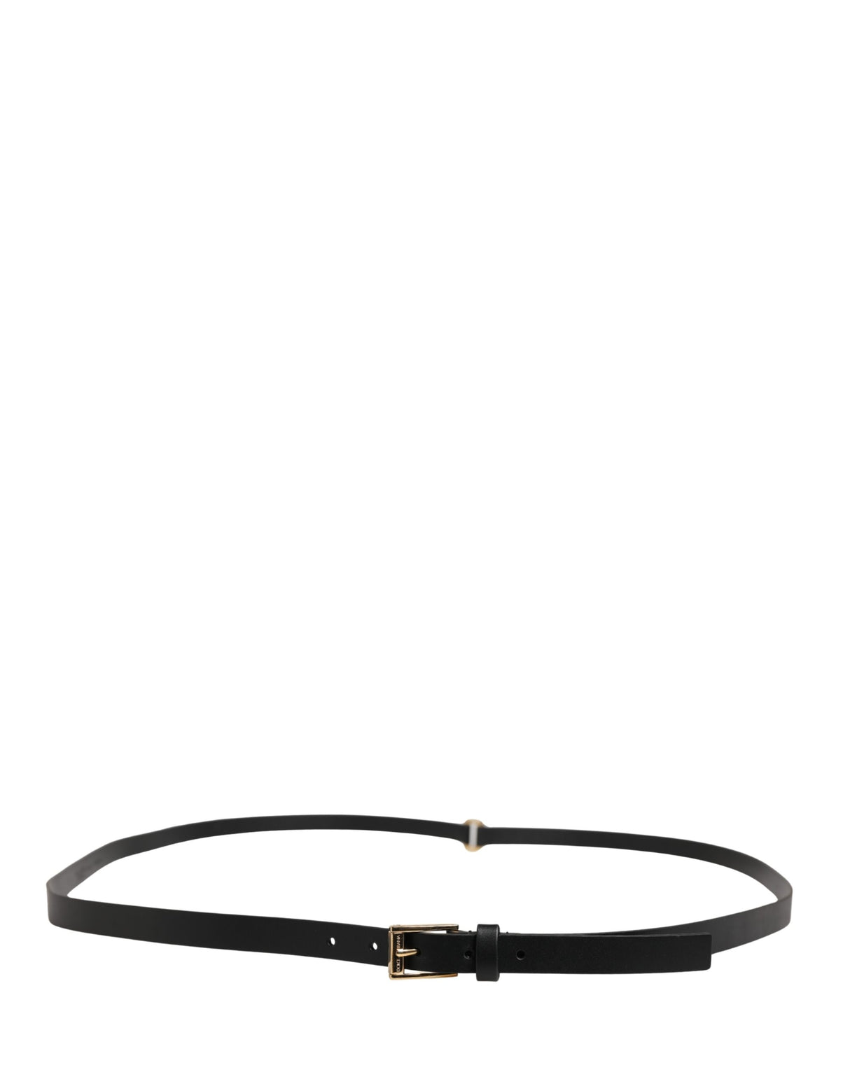 Dolce & Gabbana Men Black Leather Classic Metal Buckle Belt
