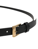 Dolce & Gabbana Men Black Leather Classic Metal Buckle Belt