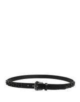 Dolce & Gabbana Men Black Calf Embellished Metal Buckle Belt