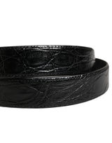 Dolce & Gabbana Men Black Exotic Leather Logo Buckle Belt