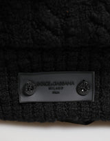 Dolce & Gabbana Black Tricot Wool Blend Duffel Backpack Travel Borse Bag