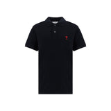 Ami Paris Black Cotton Polo Shirt