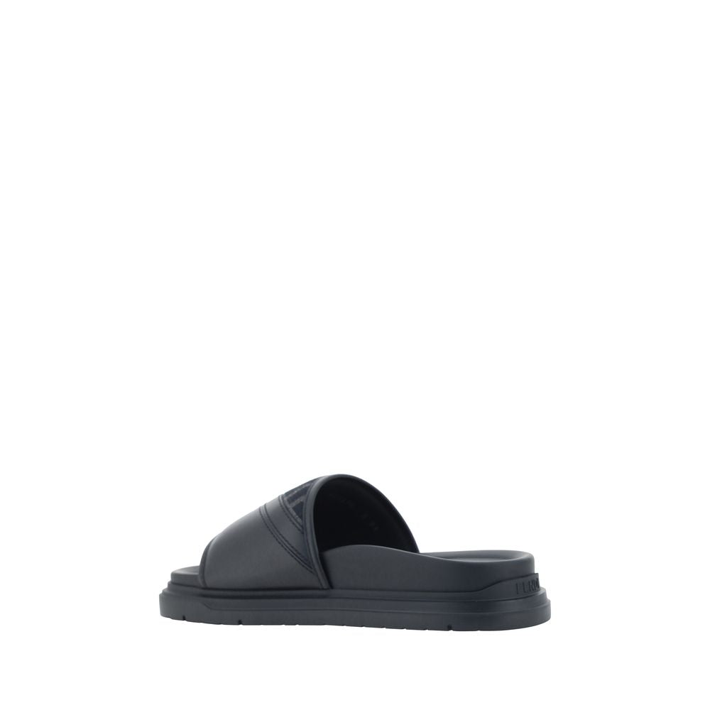 Fendi Gray Fabric Flat Sandals