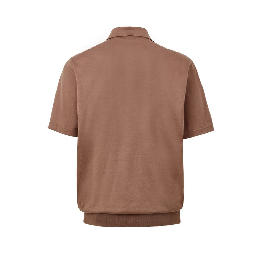 Gran Sasso Brown Silk Polo Shirt