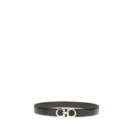 Ferragamo Black Calf Leather Bos Taurus Regular Belt