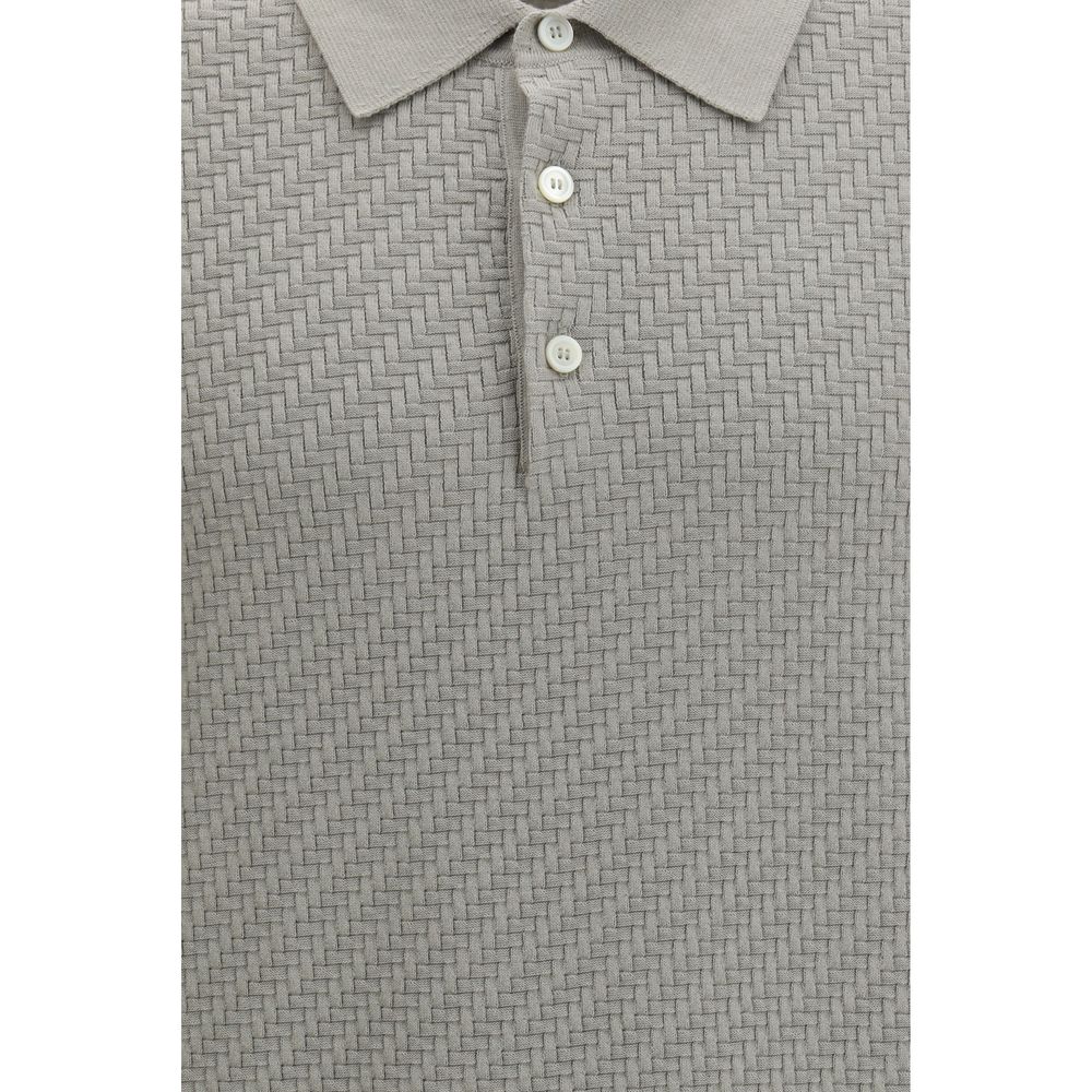 Brioni Beige Cotton Polo Shirt