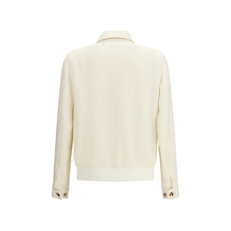 Brunello Cucinelli White Silk Shell Jacket