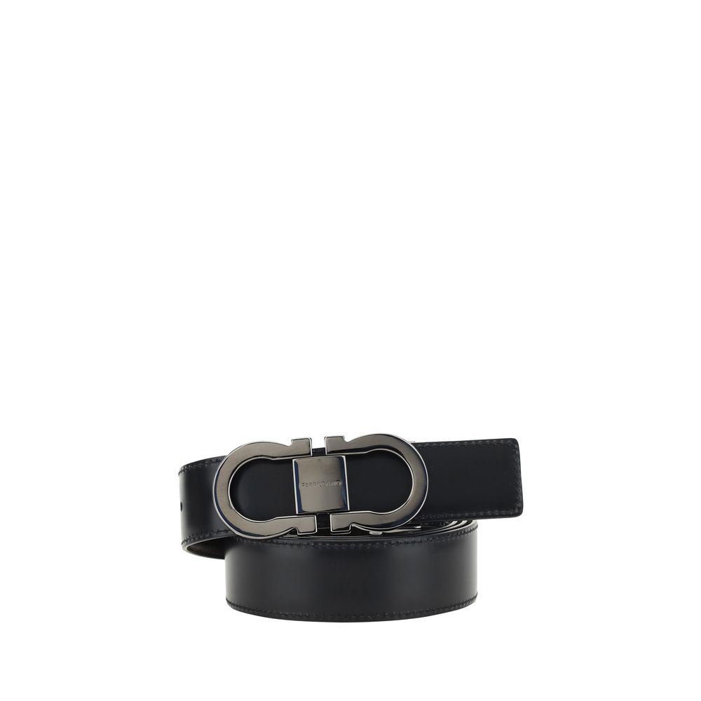 Ferragamo Black Calf Leather Bos Taurus Regular Belt