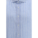 Brunello Cucinelli Blue Linen Pattern Shirt