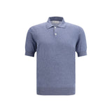 Brunello Cucinelli Blue Linen Polo Shirt