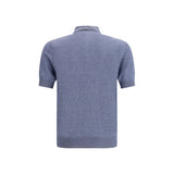 Brunello Cucinelli Blue Linen Polo Shirt