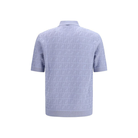 Fendi Blue Cotton Polo Shirt