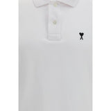 Ami Paris White Cotton Polo Shirt