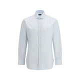 Finamore Blue Cotton Pattern Shirt