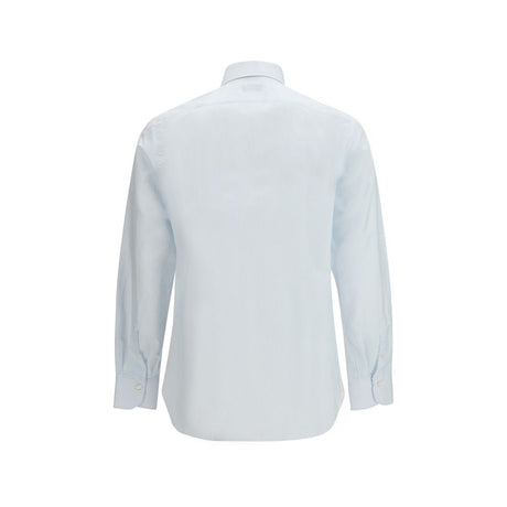 Finamore Blue Cotton Pattern Shirt