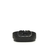 Ferragamo Black Calf Leather Bos Taurus Regular Belt
