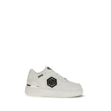 Philipp Plein White Calf Leather Bos Taurus Athletic Sneakers