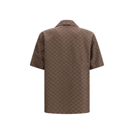 Gucci Brown Linen Shortsleeve Shirt