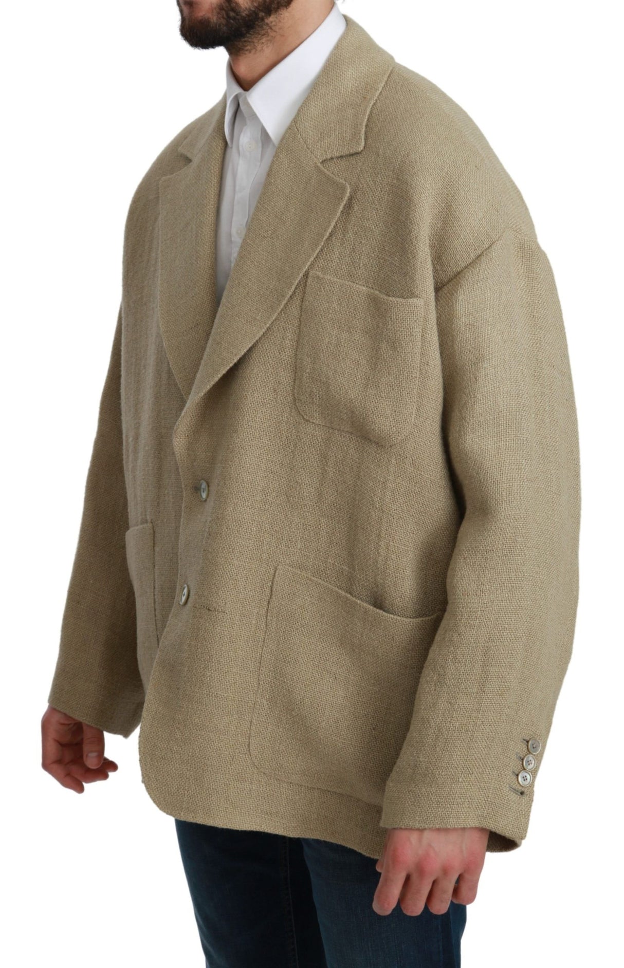 Dolce & Gabbana Chic Beige Jute Single-Breasted Blazer