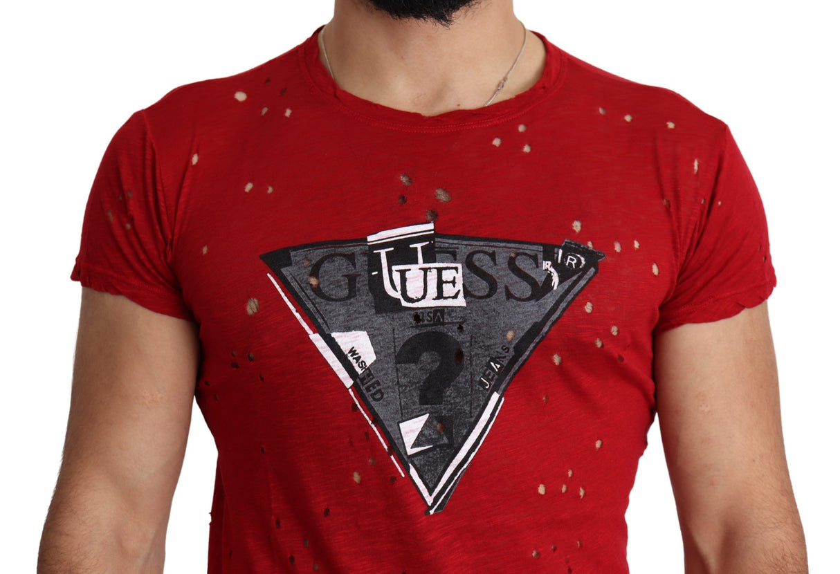 Guess Radiant Red Cotton Tee Perfect For Everyday Style