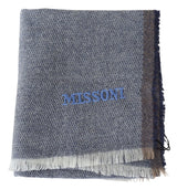 Missoni Elegant Gray Wool Scarf with Stripes and Fringes