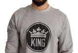 Dolce & Gabbana Regal Crown Cotton Sweater - Sophisticated Gray