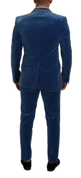 Dolce & Gabbana Elegant Velvet Blue Slim Fit Suit