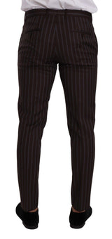 Dolce & Gabbana Elegant Maroon Striped Slim Fit Suit