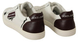 Dolce & Gabbana White Bordeaux Leather Low Tops Sneakers