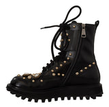 Dolce & Gabbana Black Crystal-Studded Formal Boots