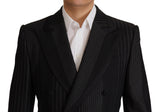 Dolce & Gabbana Elegant Black Striped Slim Fit Two-Piece Suit