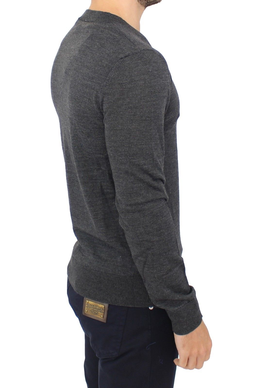 Ermanno Scervino Chic Gray V-Neck Wool Blend Pullover Sweater