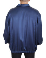 Dolce & Gabbana Regal Blue Silk Bomber Jacket